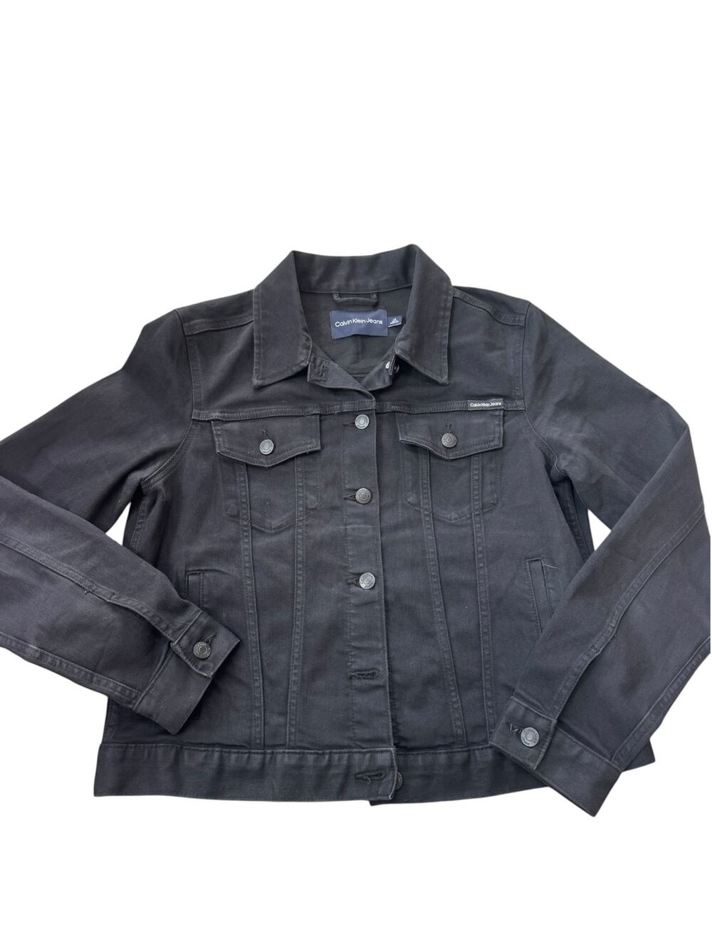 Calvin Klein Women’s Black Denim Jean Jacket Size Large